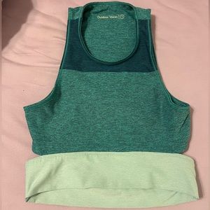 Outdoor Voices Women Size Small Green Crop Top Slash Back